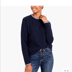 J Crew Woven Ruffle Neck Pullover